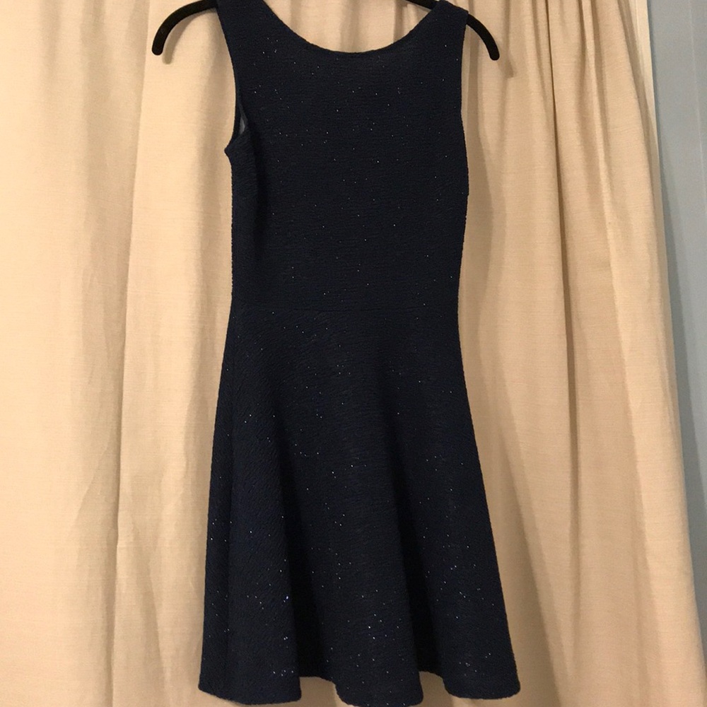 Bar III fit and flair texted sparkly dress